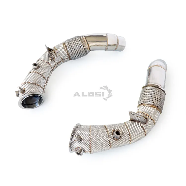performance exhaust header Dump Pipe for BMW M5 F10 2012-2018 S63 engine Straight exhaust downpipe with heat shield Fit — image 5