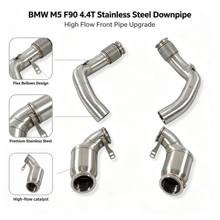 Car Performance Header Downpipe for BMW M5 F90 4.4T High Flow Stainless Steel Exhaust Pipes Dump Pipe Power Upgrade — image 7