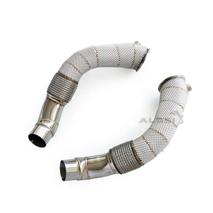 performance exhaust header Dump Pipe for BMW M5 F10 2012-2018 S63 engine Straight exhaust downpipe with heat shield Fit — image 6