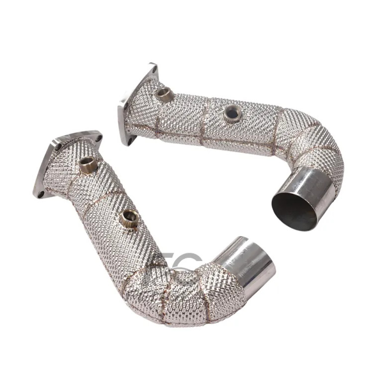 Custom Performance Downpipe Exhaust Head for Porsche 911 991.2 3.0T SS304 Insulated Dumppipe 1:1 Perfect Installation — image 3