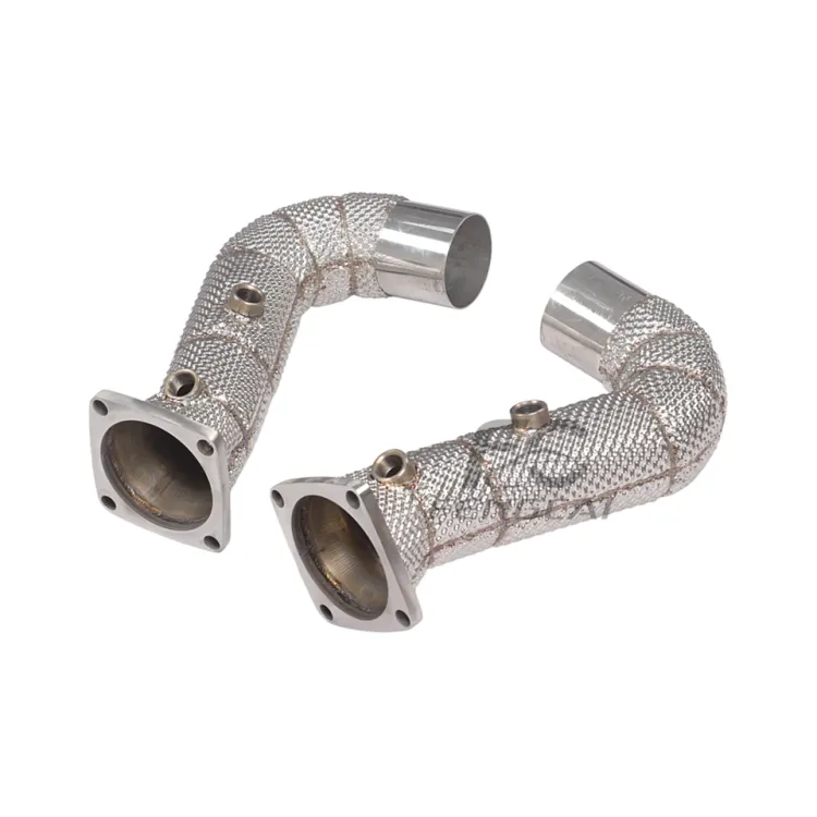 Custom Performance Downpipe Exhaust Head for Porsche 911 991.2 3.0T SS304 Insulated Dumppipe 1:1 Perfect Installation — image 5