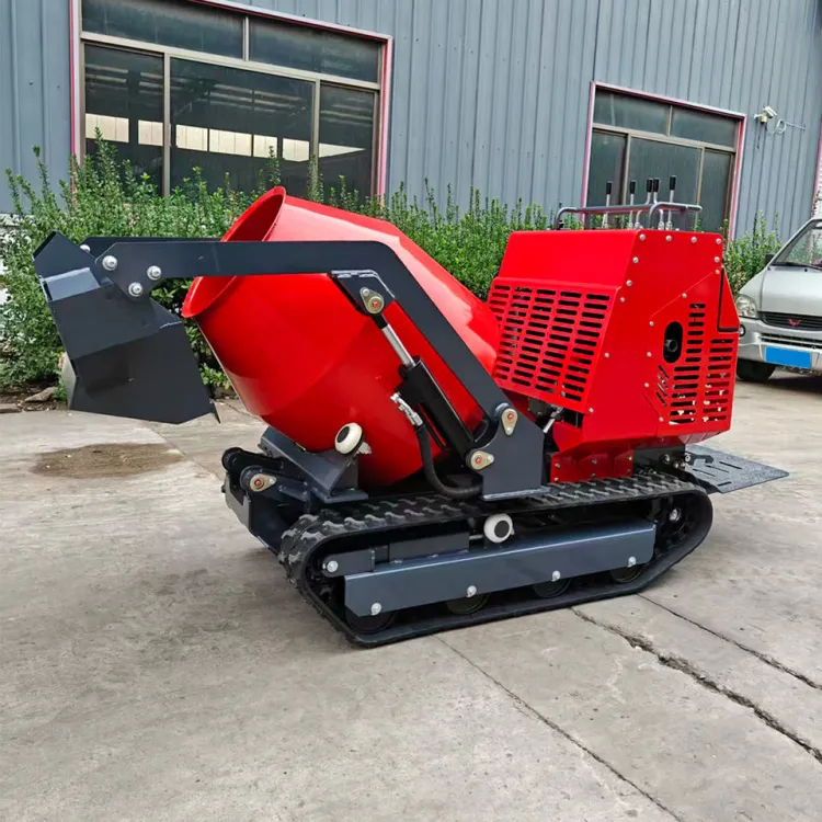 Building Construction1m³ Mini Crawler Concrete Mixer Dumper Rubber Track Transport Concrete Mixing Machine — image 2