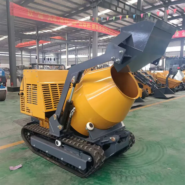 Building Construction1m³ Mini Crawler Concrete Mixer Dumper Rubber Track Transport Concrete Mixing Machine — image 4