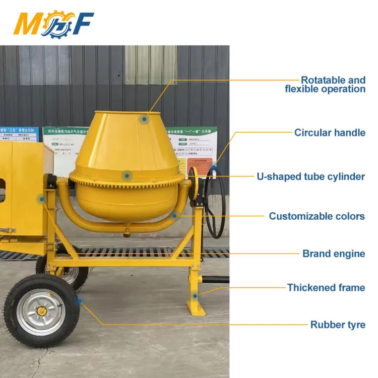 Custom Small Gasoline Concrete Mixer High Performance 500L 2-Wheel Mobile Concrete Mixing Machine — image 4