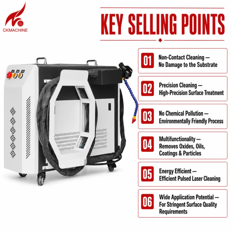 CKMACHINE Mobile Pulse Fiber Laser Wood Cleaner 200W/300W/500W Eco-Friendly High-Accuracy Automatic Stripper Machine — image 2