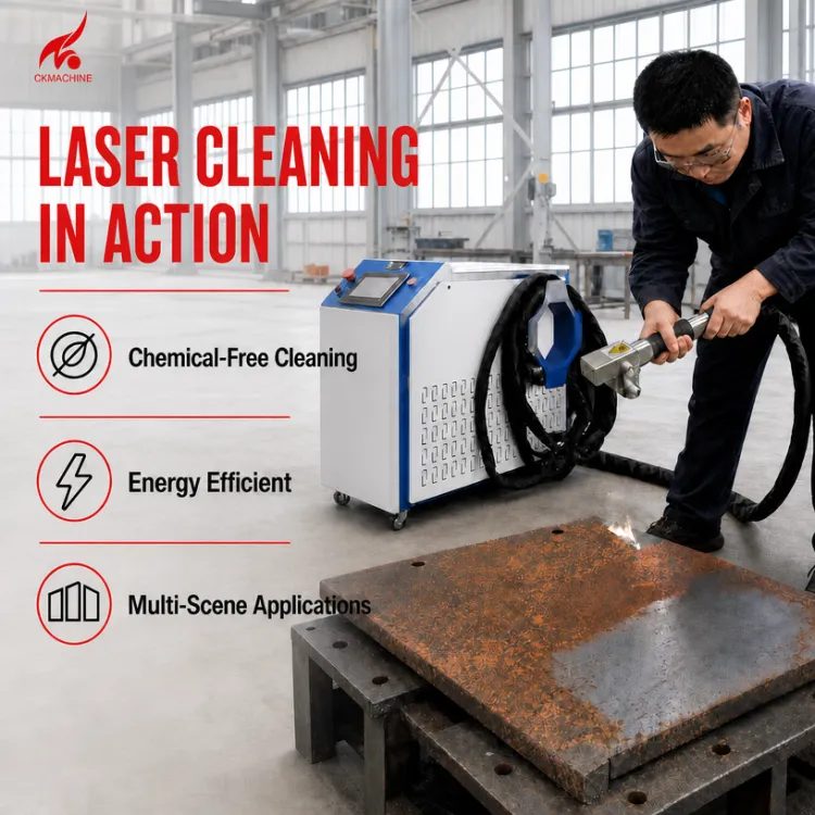 CKMACHINE 3000W Water Cooling Compact Handheld Pulse Machine Laser Sander for Wood Stone Portable Shipbuilding Maintenance — image 4