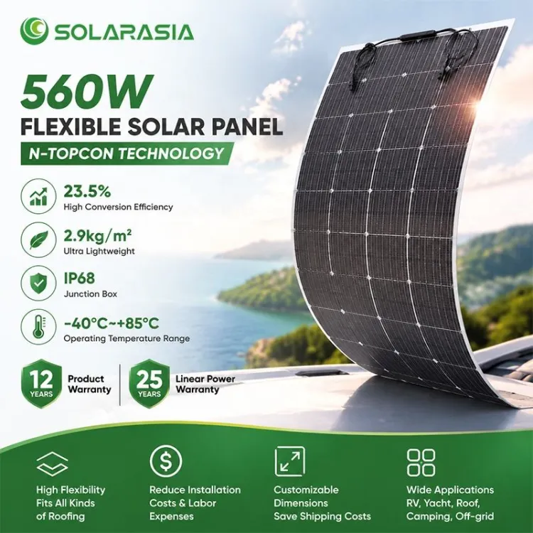 Paneles Solares Flexibles 550W 560W 570W 580W ultra Thin Monocrystalline Slim n Type Topcon Flexible Solar Panels — image 2