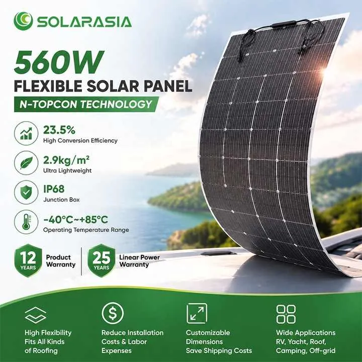 Paneles Solares Flexibles 550W 560W 570W 580W ultra Thin Monocrystalline Slim n Type Topcon Flexible Solar Panels — image 3