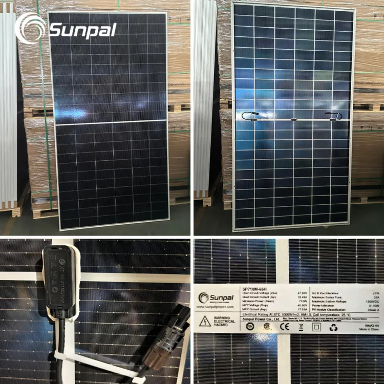High Efficiency All Black Panels 550W 710W 720W 730W Bifacial Mono Bipv Half Cell Solar Panel 700W for Hybrid Solar System — image 5