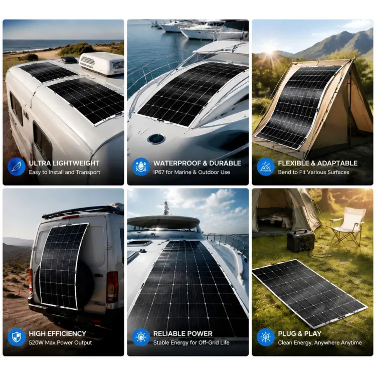 Flexible Solar Panels 100w 200w 300w 450w 520w ETFE Flexibility Portatil Paneles Solares Flexibles With Cables — image 8