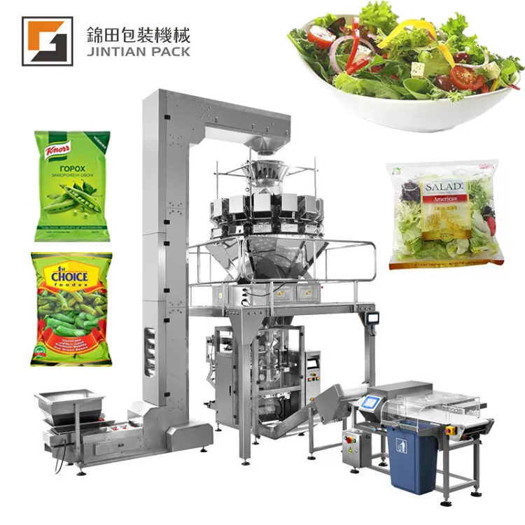 Food Grade Full Automatic Vffs Multi-head Weigher Packing Fresh Fruit Vegetable Salad Freezing Scale Packaging Machine — image 4