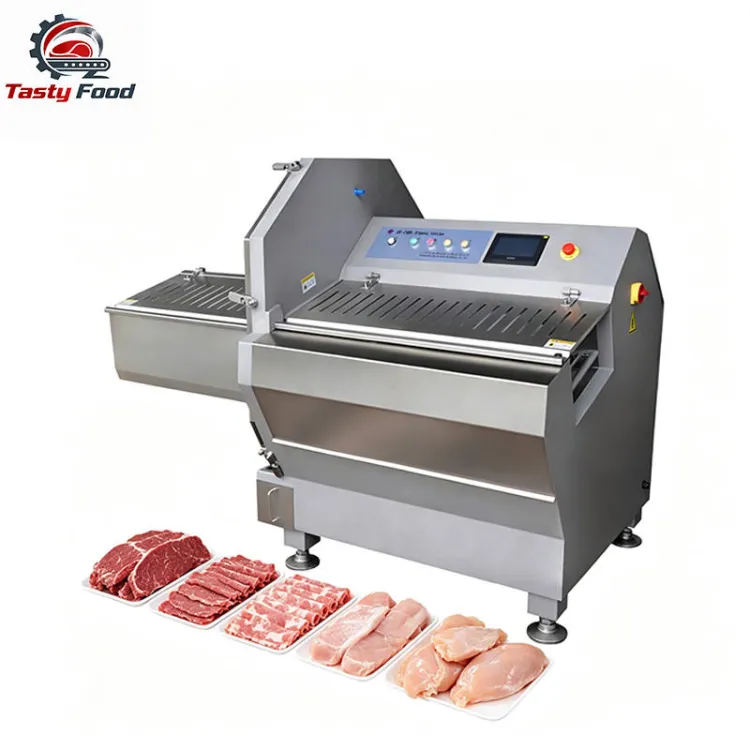 Tasty Food High Efficiency SS304 Frozen Steak Cutting Machine Industrial Automatic Bacon Slicer Chicken Breast Beef Motor Pump — image 2