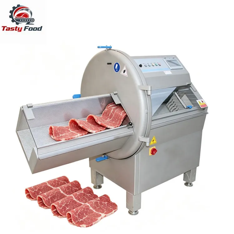 Tasty Food High Efficiency SS304 Frozen Steak Cutting Machine Industrial Automatic Bacon Slicer Chicken Breast Beef Motor Pump — image 4