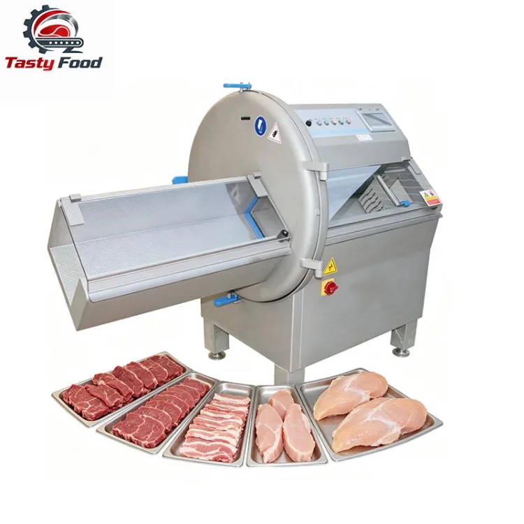 Tasty Food High Efficiency SS304 Frozen Steak Cutting Machine Industrial Automatic Bacon Slicer Chicken Breast Beef Motor Pump — image 5