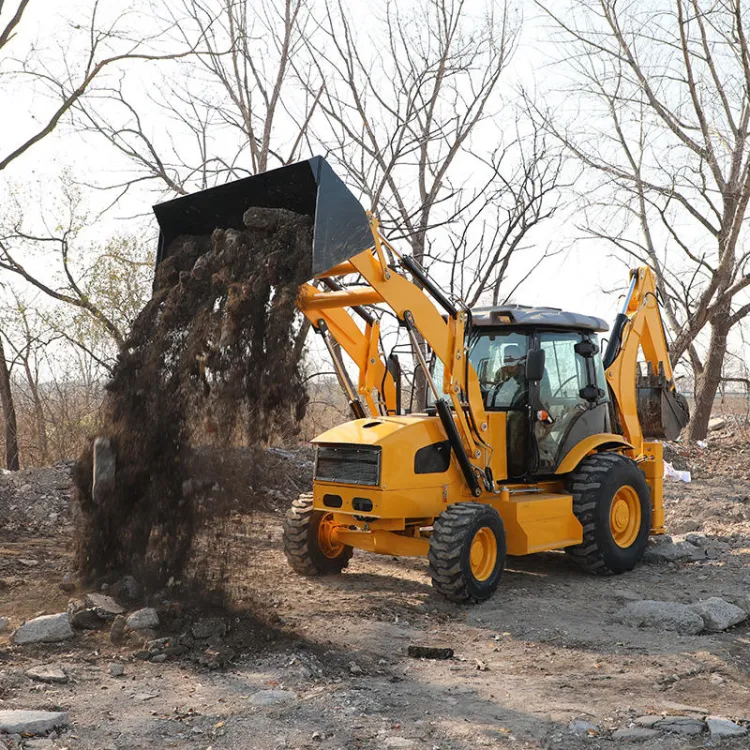 Free Shipping Euro 5 EPA Backhoe Loader Agricultural Front Digging Mini Tractor With Front End Loader and Backhoe — image 2