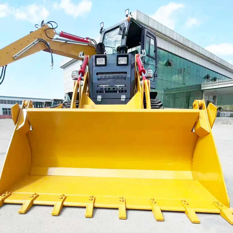 Free Shipping Euro V EPA Standard Compact Tractor 4x4 Backhoe Loader with Loader and Digging Bucket — image 3