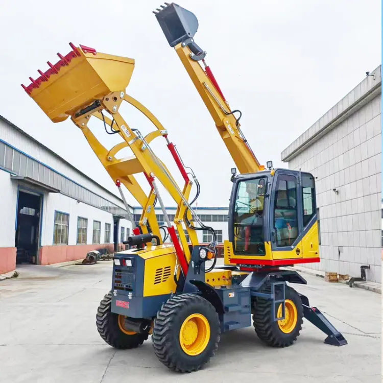 Free Shipping Euro V EPA Standard Compact Tractor 4x4 Backhoe Loader with Loader and Digging Bucket — image 6