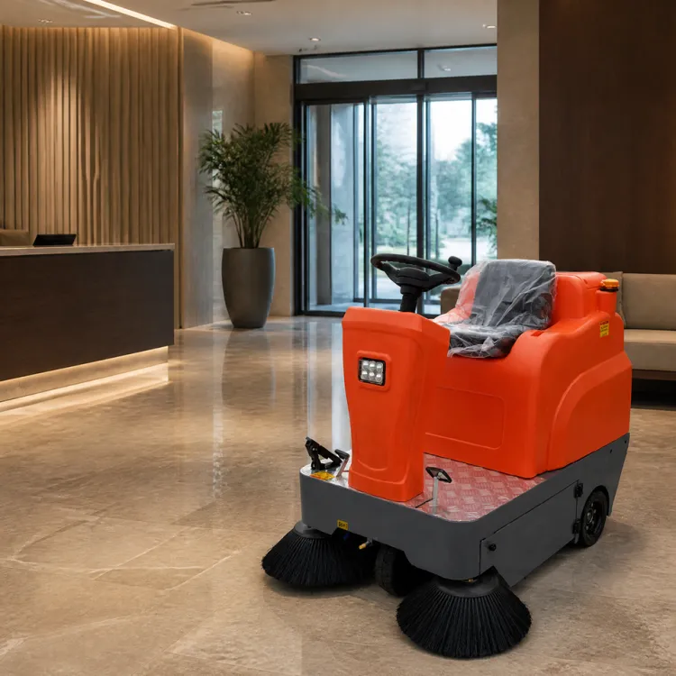 Arrival Self-Propelled 48V Ride-On Floor Sweeper Machine Complete Set Brushes Battery Charger 1250mm Width Large Area Ground — image 4