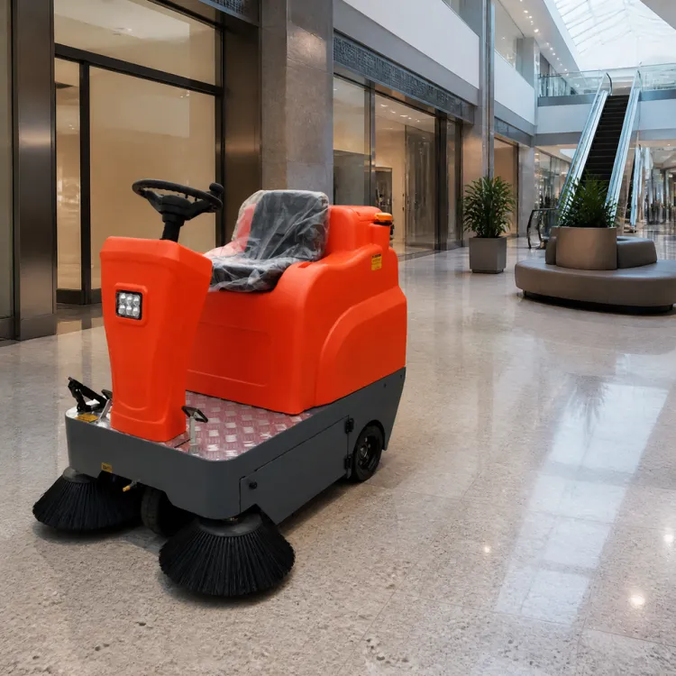 Arrival Self-Propelled 48V Ride-On Floor Sweeper Machine Complete Set Brushes Battery Charger 1250mm Width Large Area Ground — image 6