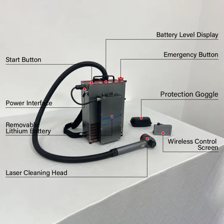 TH-FLC200SC 200W Backpack Pulse Laser Cleaning Machine Handheld Mopa Laser Cleaner Paint Oil Rust Coating Removal — image 2