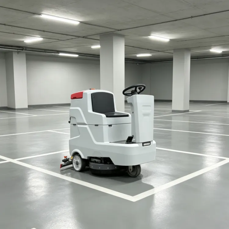 CE Certified Ride on Floor Sweeper Washer Machine Electric Industrial Burnishing Cleaner for Shopping Mall Parking Lot Warehouse — image 2