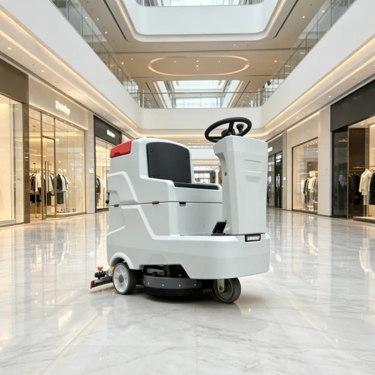 CE Certified Ride on Floor Sweeper Washer Machine Electric Industrial Burnishing Cleaner for Shopping Mall Parking Lot Warehouse — image 3
