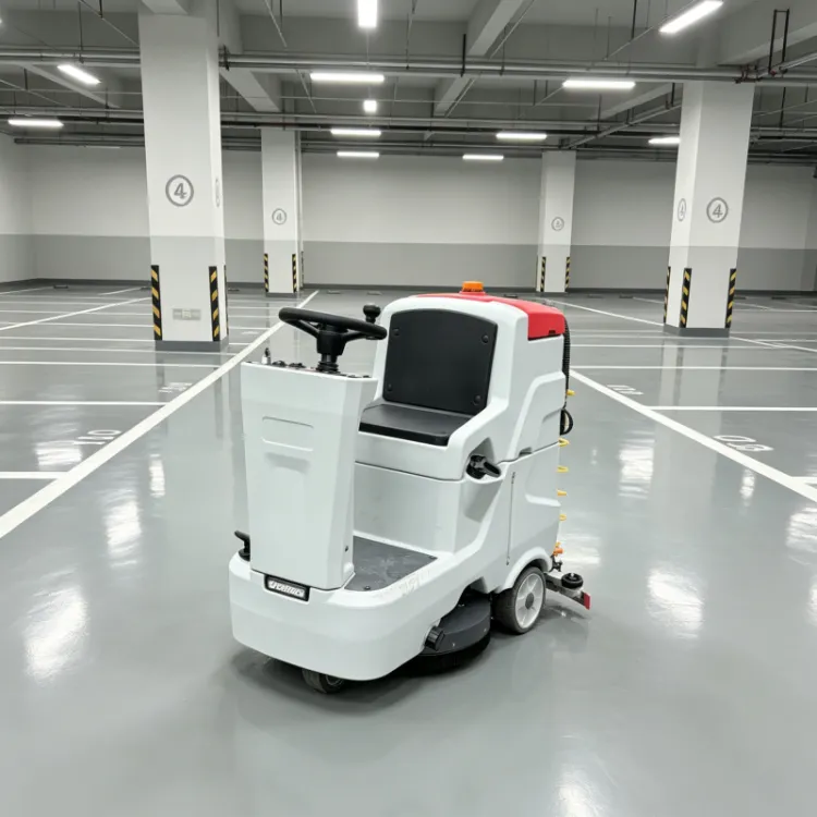 CE Certified Ride on Floor Sweeper Washer Machine Electric Industrial Burnishing Cleaner for Shopping Mall Parking Lot Warehouse — image 4