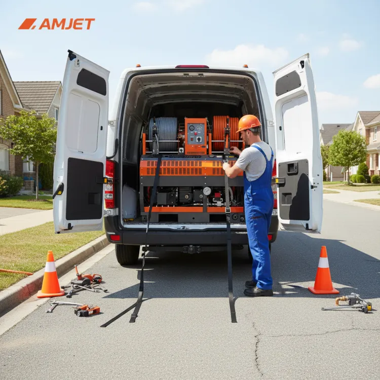 AMJET WS2045-MAX-L 11.8GPM High Flow Sewer Jetter 2900PSI Sewer Drain Cleaning Machine Heavy Duty Pipe Drain Cleaning Machine — image 2