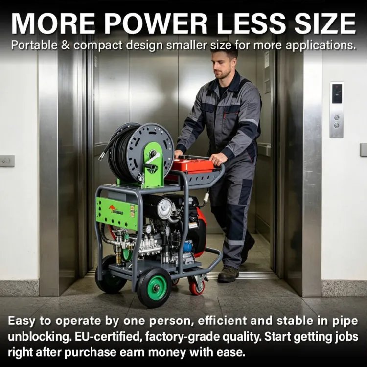 Gasoline Sewer Cleaning Machine 27HP 250Bar 30Lmin High Pressure Drain Jet Cleaner with 50M Hose — image 2