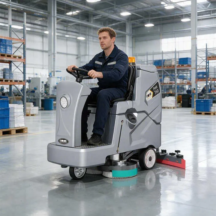 POHIR-760 Intelligent Industrial Drive Dual Brush Floor Scrubber Domestic Ride on Street School Floor Sweeping Machine — image 6
