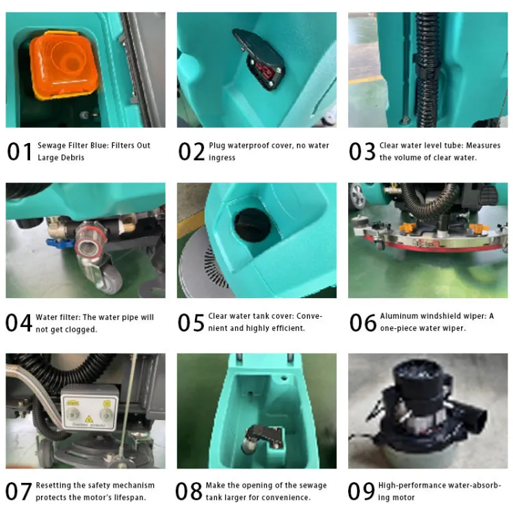 Electric Hand-Push Walk-Behind Floor Scrubber with Cold Water Cleaning & Extended Battery Life for Malls & Hospitals — image 4