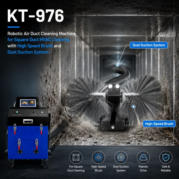 KT-976 Robotic Air Duct Cleaning Machine for Square Duct HVAC Cleaning with High Speed Brush and Dust Suction System — image 1