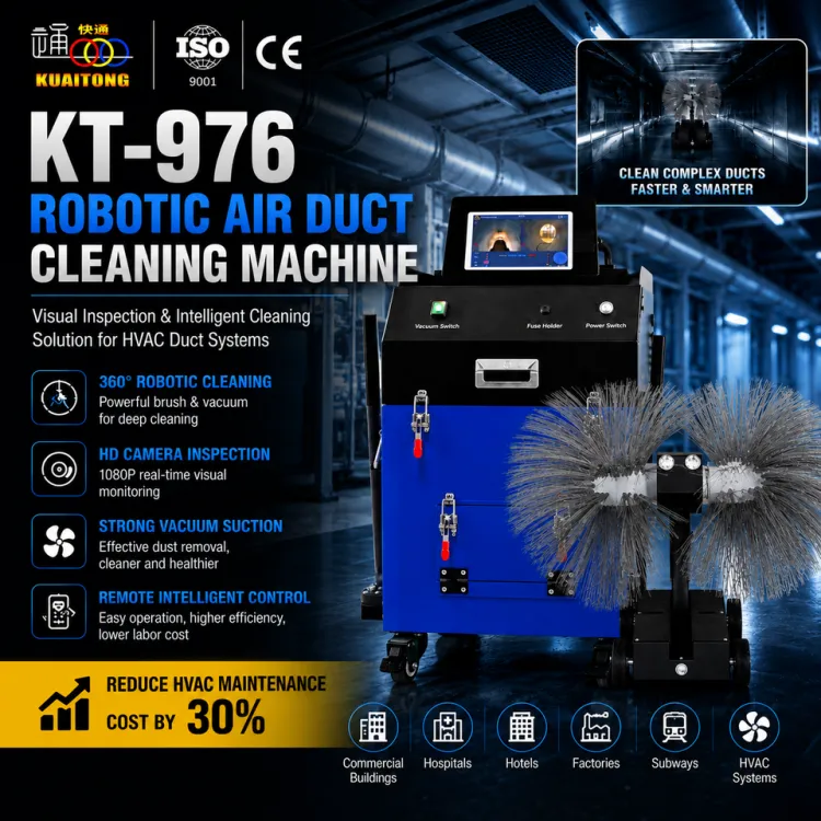 KT-976 Robotic Air Duct Cleaning Machine for Square Duct HVAC Cleaning with High Speed Brush and Dust Suction System — image 2