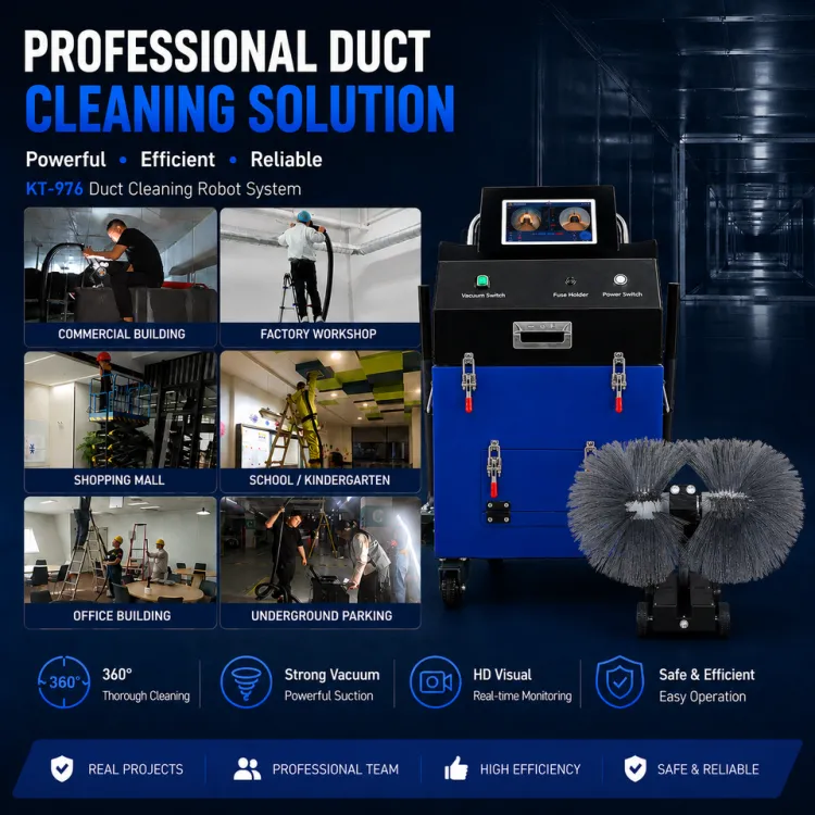 KT-976 Robotic Air Duct Cleaning Machine for Square Duct HVAC Cleaning with High Speed Brush and Dust Suction System — image 3