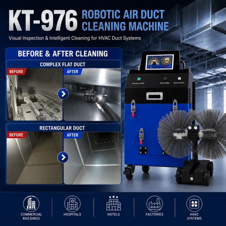 KT-976 Robotic Air Duct Cleaning Machine for Square Duct HVAC Cleaning with High Speed Brush and Dust Suction System — image 5
