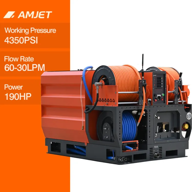 AMJET4350psi15ppm Drainage Pipe Spray Machine 300bar Sewage Cleaning Community Drainage Pipe Dredging Drain Cleaner — image 3
