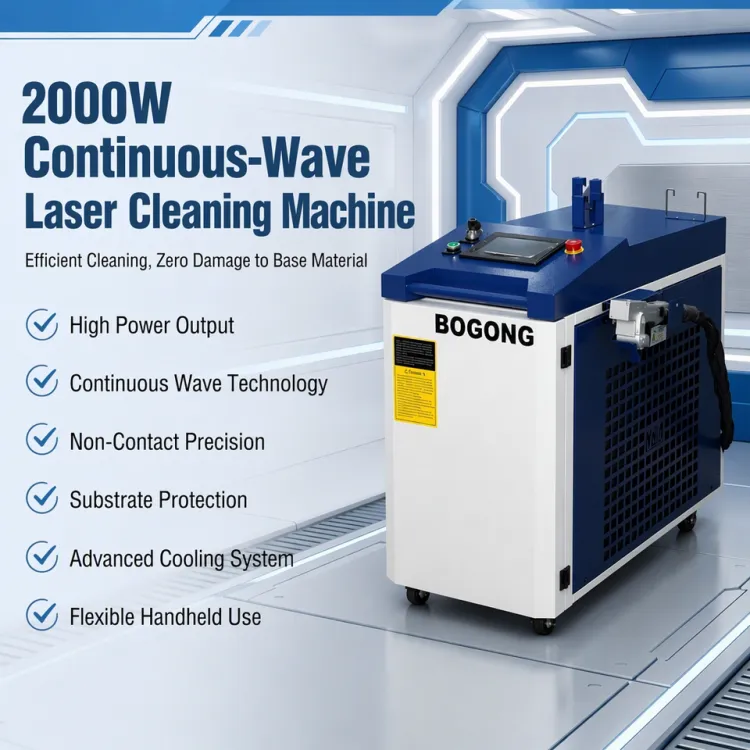 BOGONG 2000W CW Laser Cleaning Machine Handheld Industrial Rust Removal Floor Coating Surface Treatment for Construction Metal — image 1