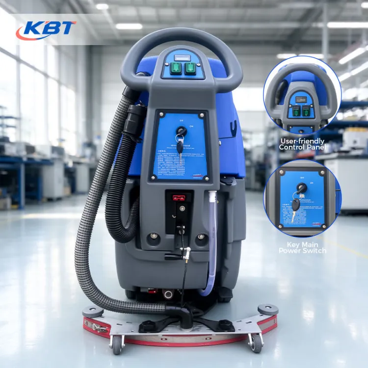 Electric Floor Scrubber Machine CE Certified Wide Cleaning Path Anti-clog Suction System Streak-free Floor Washing — image 2