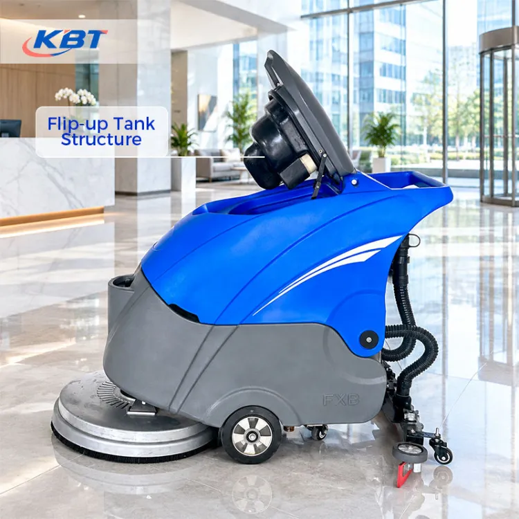 Electric Floor Scrubber Machine CE Certified Wide Cleaning Path Anti-clog Suction System Streak-free Floor Washing — image 3