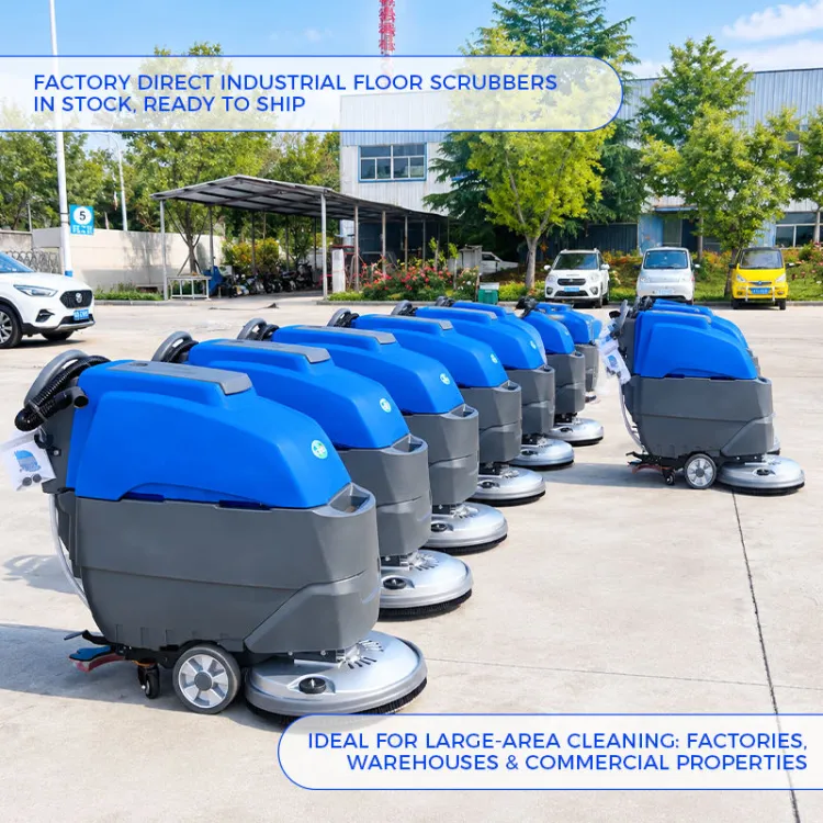 Electric Floor Scrubber Machine CE Certified Wide Cleaning Path Anti-clog Suction System Streak-free Floor Washing — image 4