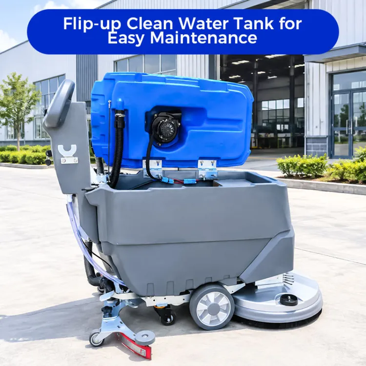 Electric Floor Scrubber Machine CE Certified Wide Cleaning Path Anti-clog Suction System Streak-free Floor Washing — image 6
