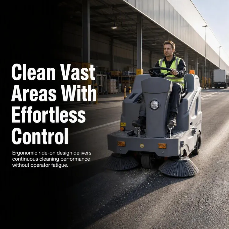 Ride on Road Sweeper S15 1500mm Cleaning Width Electric Industrial Floor Sweeper for Warehouse Parking Lot — image 2