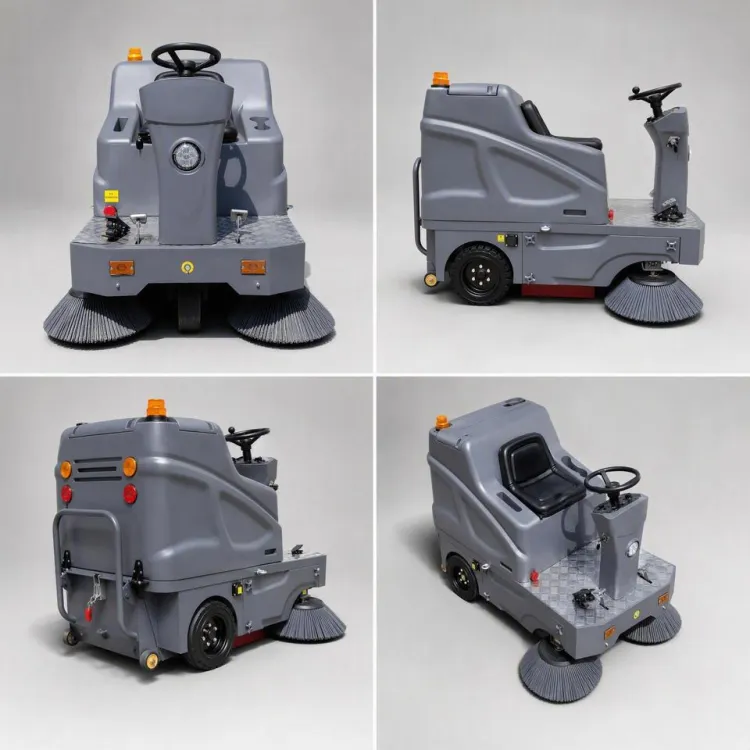 Ride on Road Sweeper S15 1500mm Cleaning Width Electric Industrial Floor Sweeper for Warehouse Parking Lot — image 3