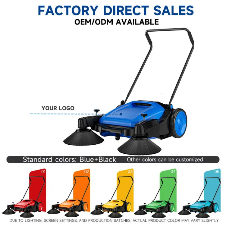 Easy Storage Handheld Manual Walk-behind Road Floor Sweeper for Edge and Blind Area Cleaning — image 5
