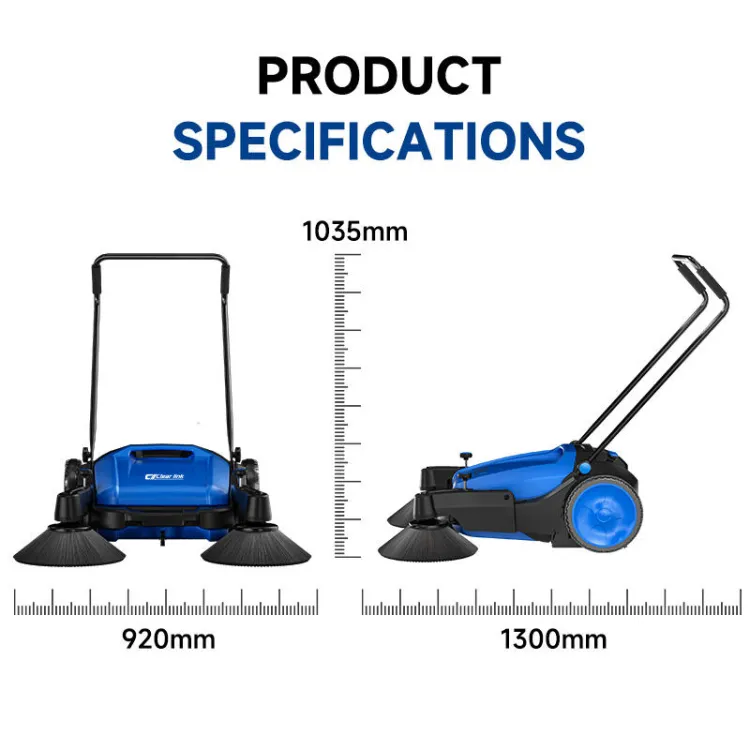 Easy Storage Handheld Manual Walk-behind Road Floor Sweeper for Edge and Blind Area Cleaning — image 6