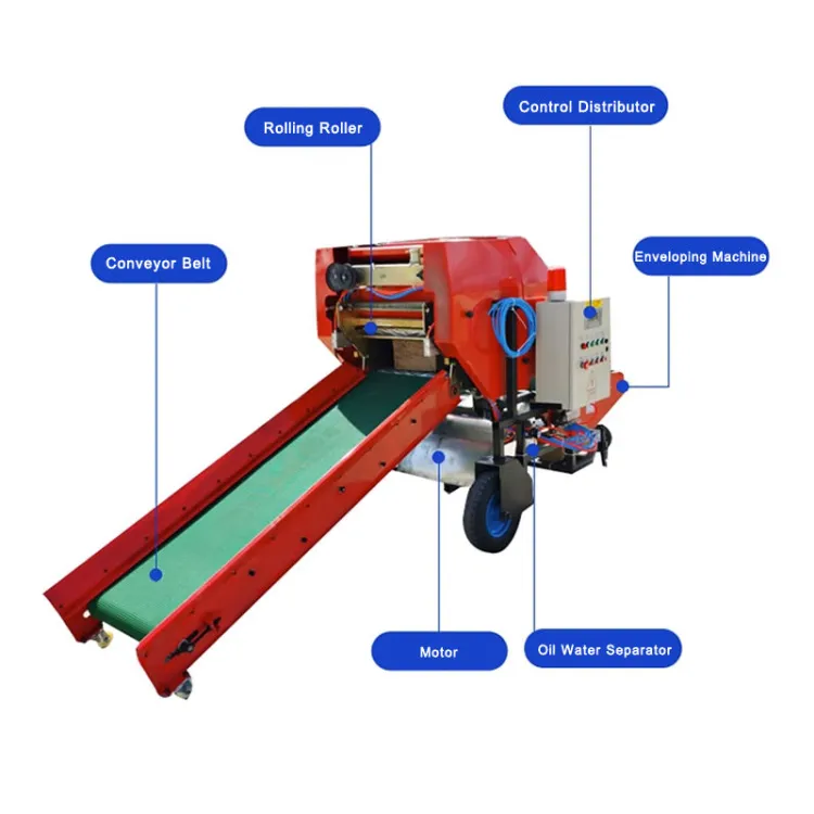 Diesel Automatic Hay Pto Grass Straw Baling Silage Balers Wrapper Packing Machine Round Baler Machine for Farm — image 2
