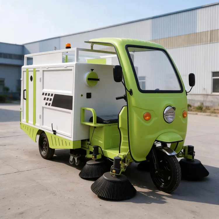 Semi-Enclosed Three-Wheeled Electric Ride-On Road Sweeper Truck Industrial Floor Cleaning Equipment for and Warehouse — image 4
