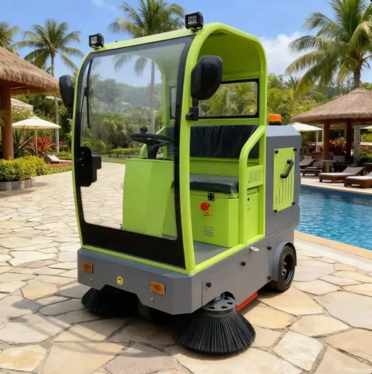 CleanHorse Mechanical Dust Ride Electric High Pressure Side Brush Industrial Outdoor Commercial Street Floor Sweeper Truck — image 5