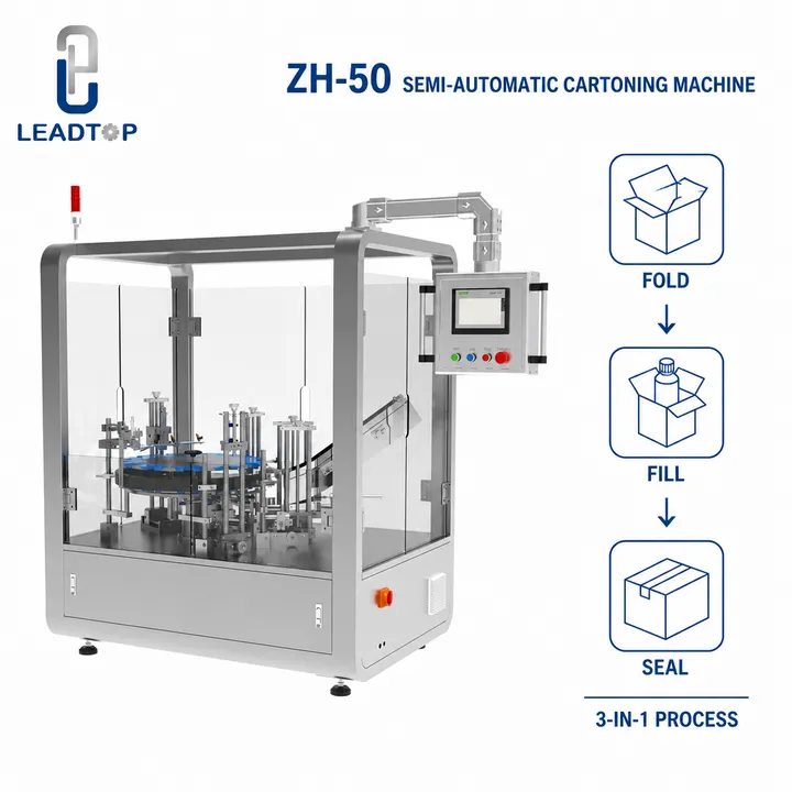Vertical Cartoning Machine ZH-50 for Food Beverage Cosmetic Carton Packing with PLC Control System — image 7