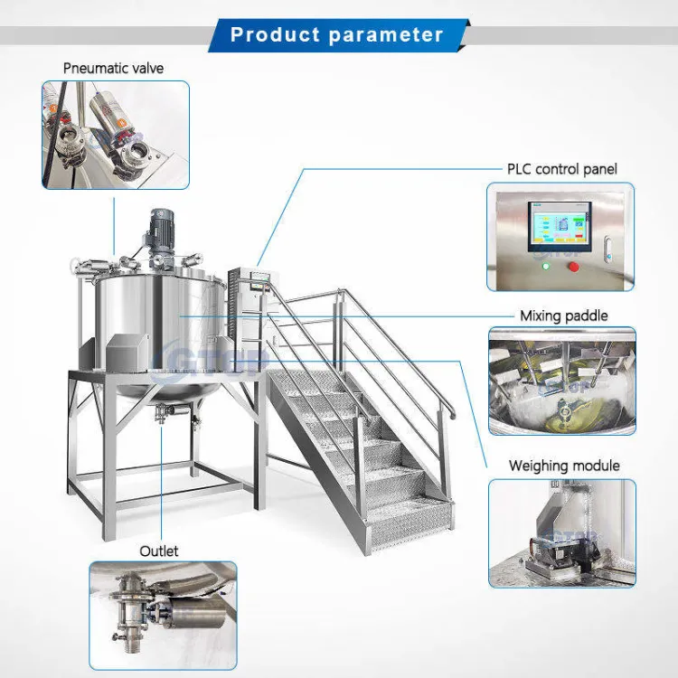 Gtop 1000L Electric Heating Blending Plant Shampoo Hand Sanitizer Making Detergent Mix Machine Liquid Soap Production Line — image 3